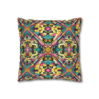 Neon Pop Art Revival Pop Culture Retro Spun Polyester Square Pillowcase - 8404 Design-59