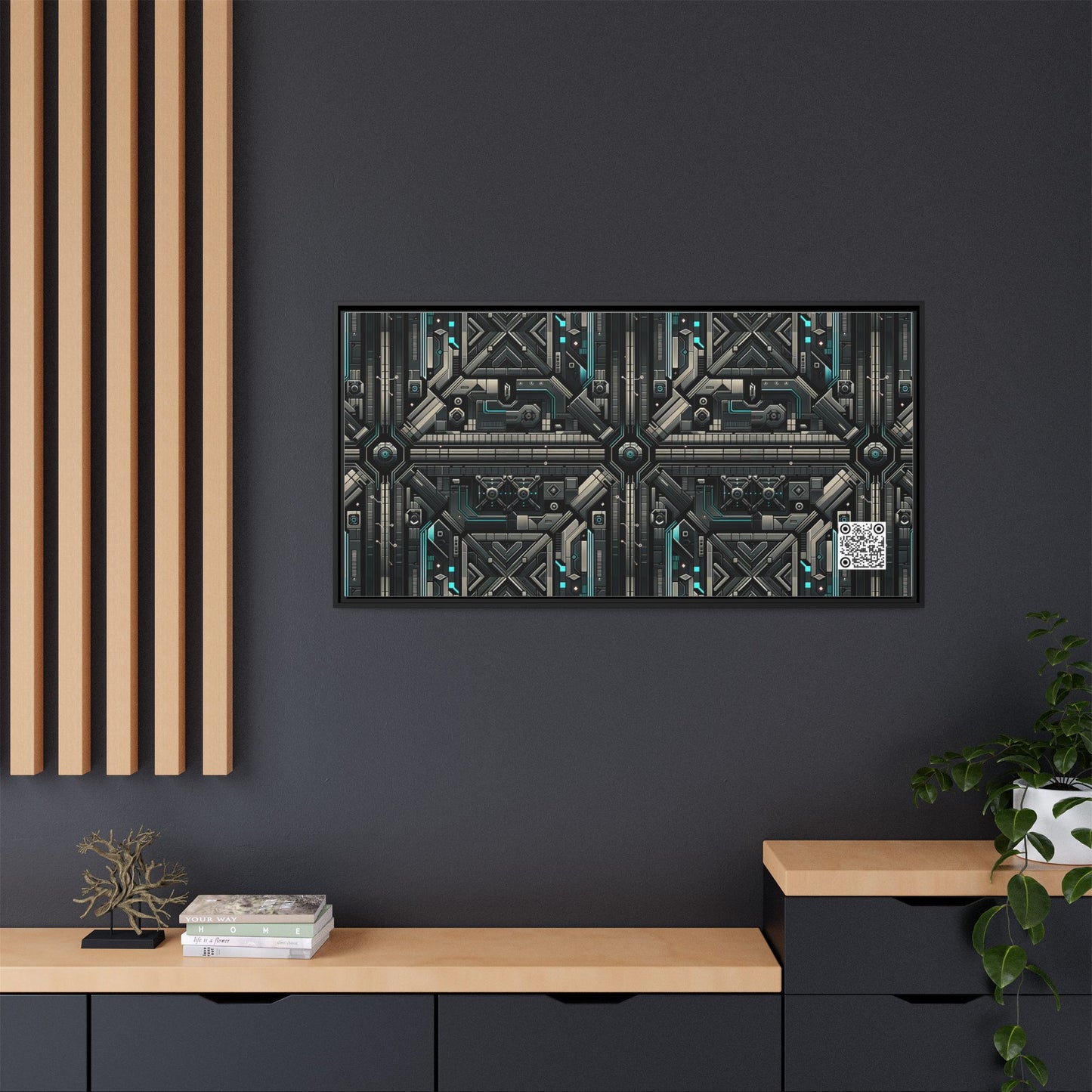 Tech Noir Futuristic Tech Aesthetic with a Dark Twist Matte Canvas, Framed (multi-color) - 8404 Design-59 B