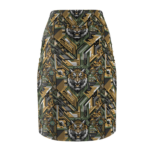 Neo-Camo Fusion Tech-Forward Streetwear Women's Pencil Skirt - 8404 Design-58