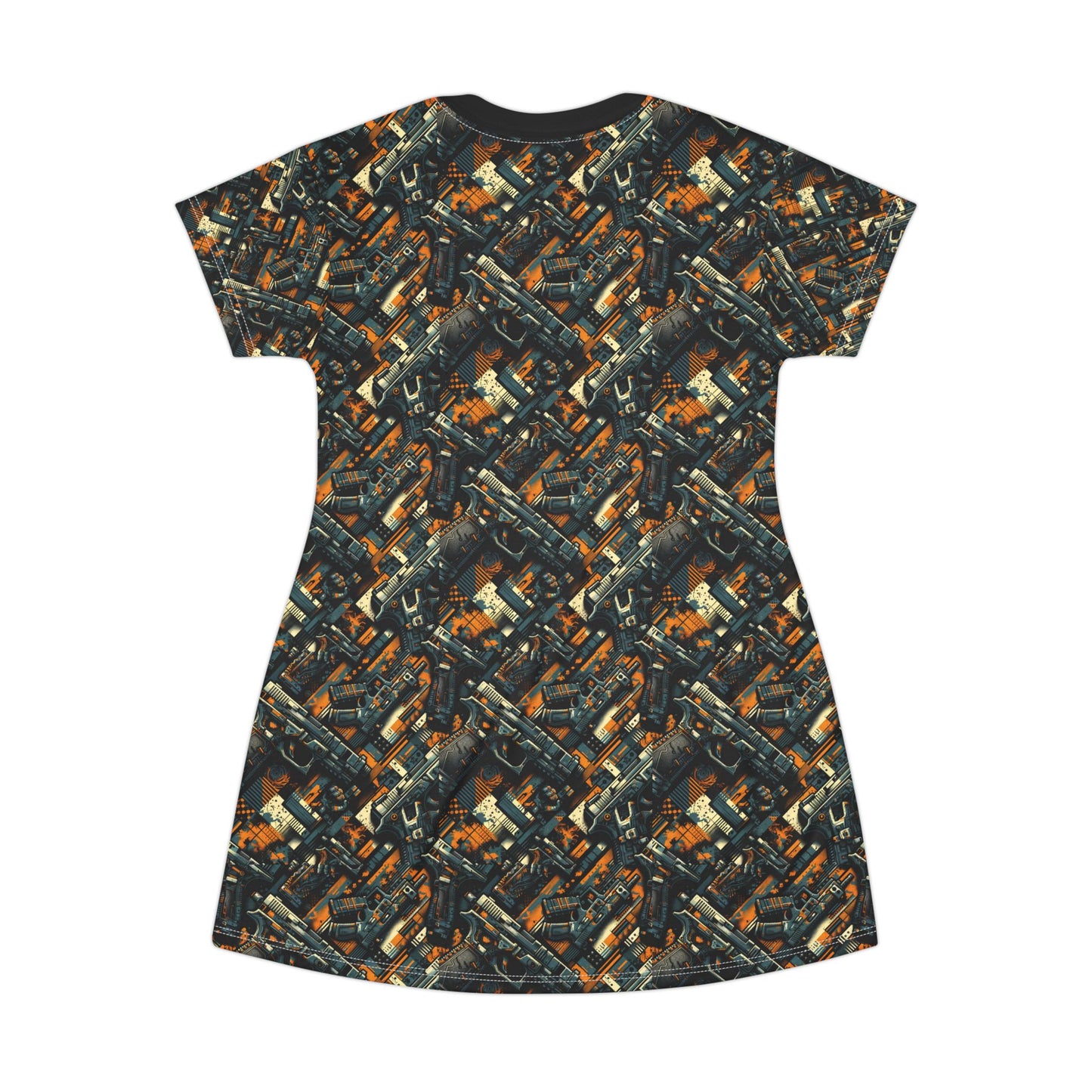 Digital Punk Futuristic Grunge T-Shirt Dress - 8404 Design-47