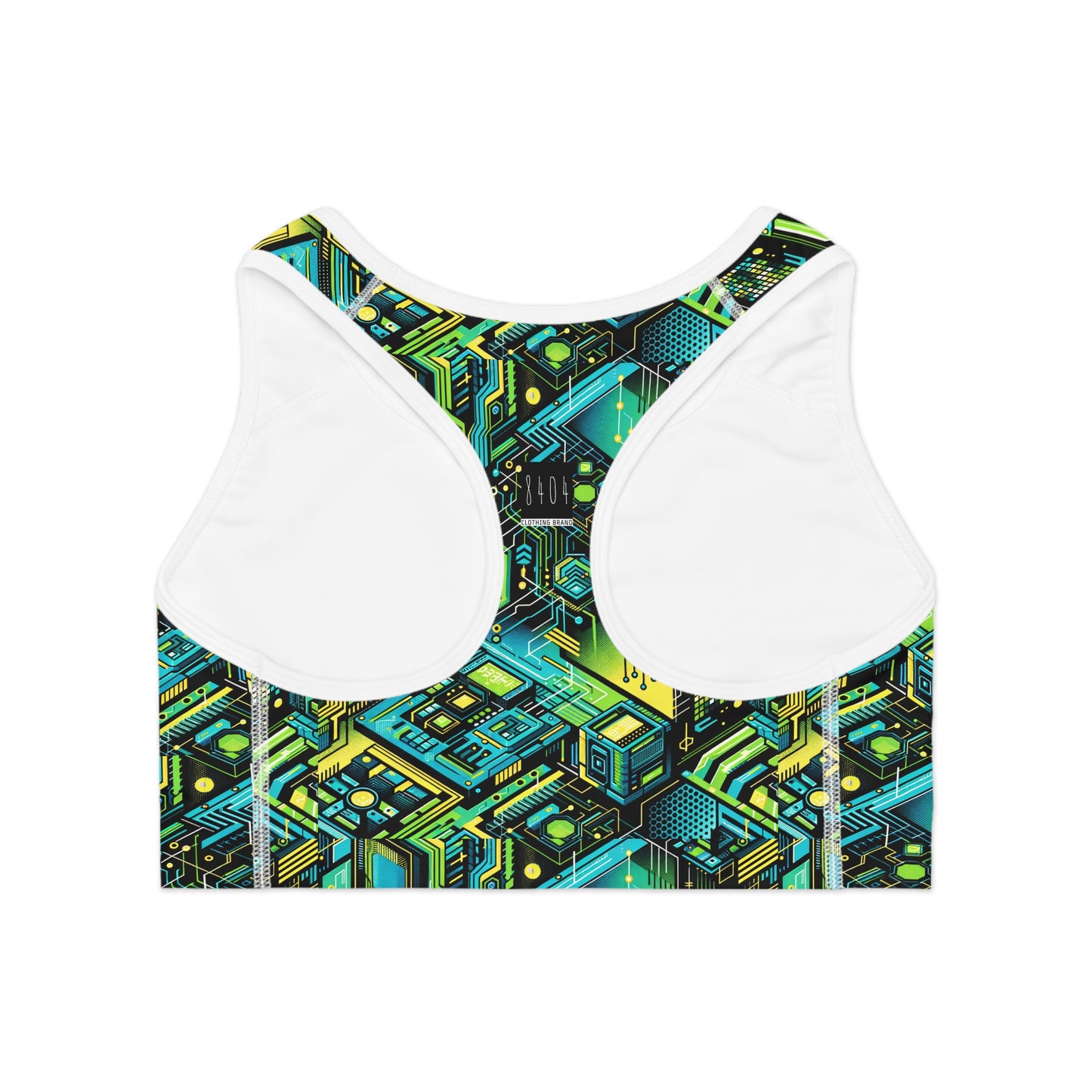 Tech-Infused Neon Tech-Forward Streetwear Sports Bra - 8404 Design-38