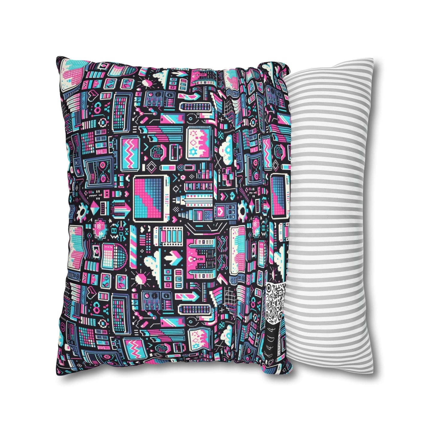 Digital Rebellion Youthful Streetwear with a Rebellious Digital Twist Spun Polyester Square Pillowcase - 8404 Design-71