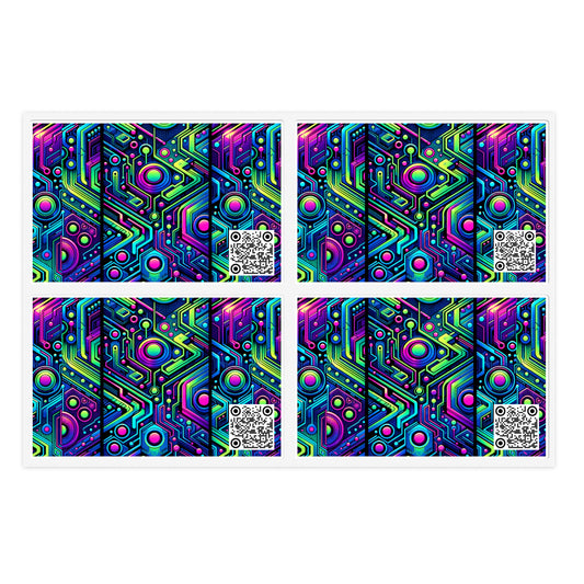 Tech-Infused Neon Tech-Forward Streetwear Sticker Sheets - 8404 Design-44