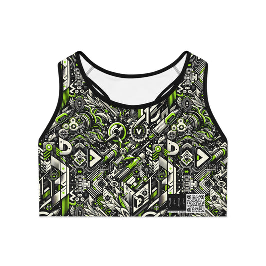 Graffiti Tech Fusion Bold Streetwear Fusion Sports Bra - 8404 Design-59