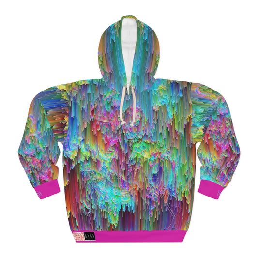 8404's Unisex Adult "Trippy Rainfall in Magenta" Fashion Pullover Hoodie