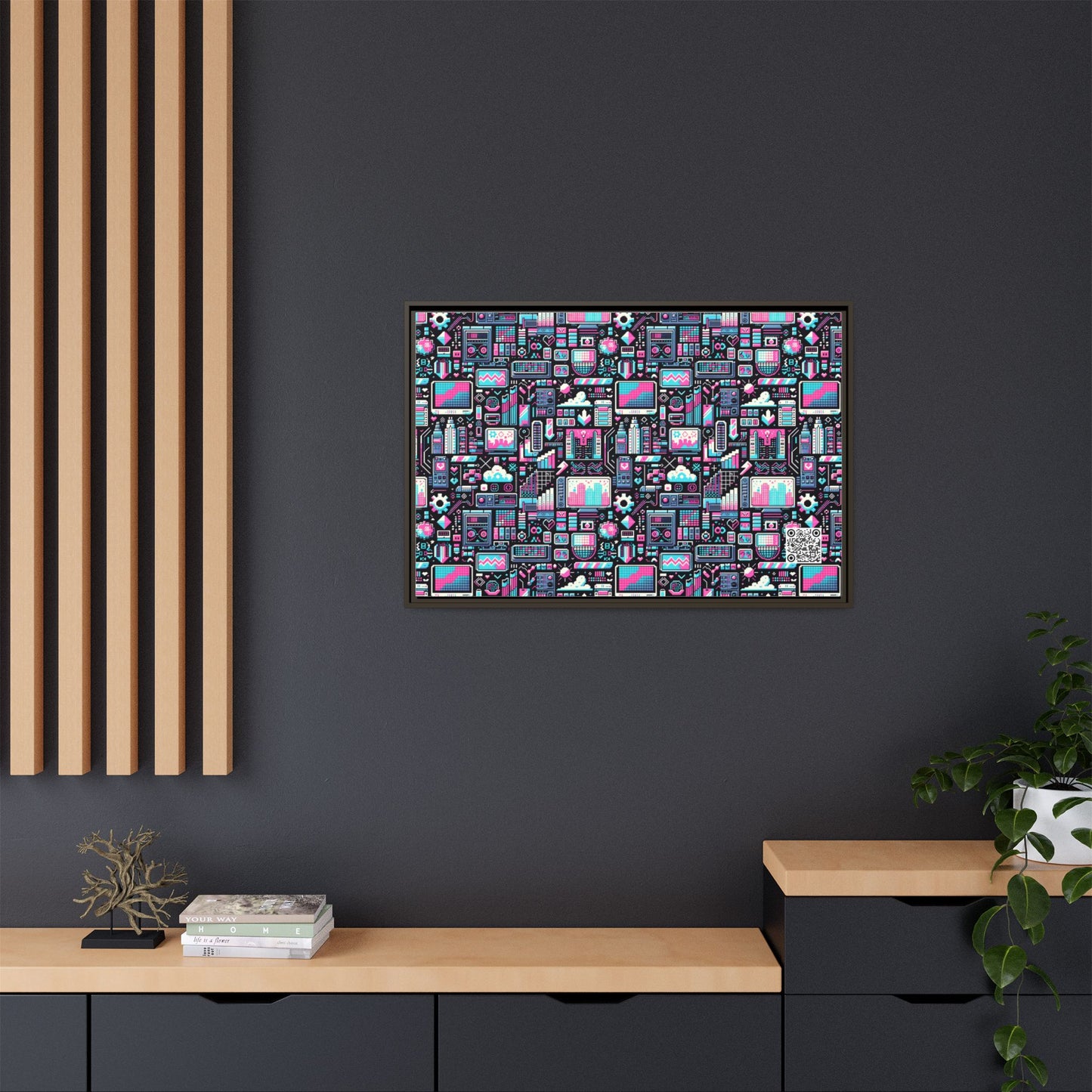 Digital Rebellion Youthful Streetwear with a Rebellious Digital Twist Matte Canvas, Framed (multi-color) - 8404 Design-71 A