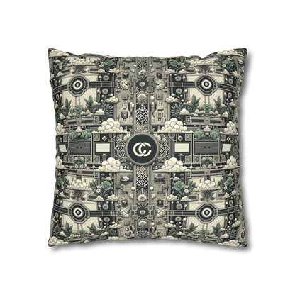 Cyber Garden Party Tech Garden Extravaganza Faux Suede Square Pillowcase - 8404 Design-54