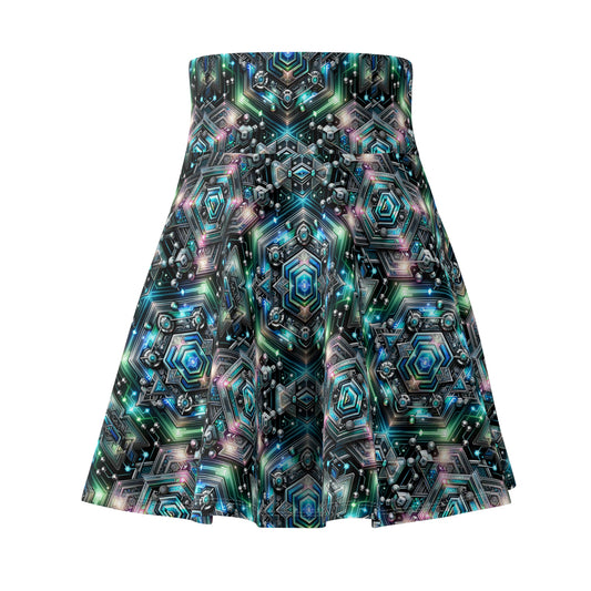 Tech-Infused Futurism Futuristic Tech Women's Skater Skirt - 8404 Design-63