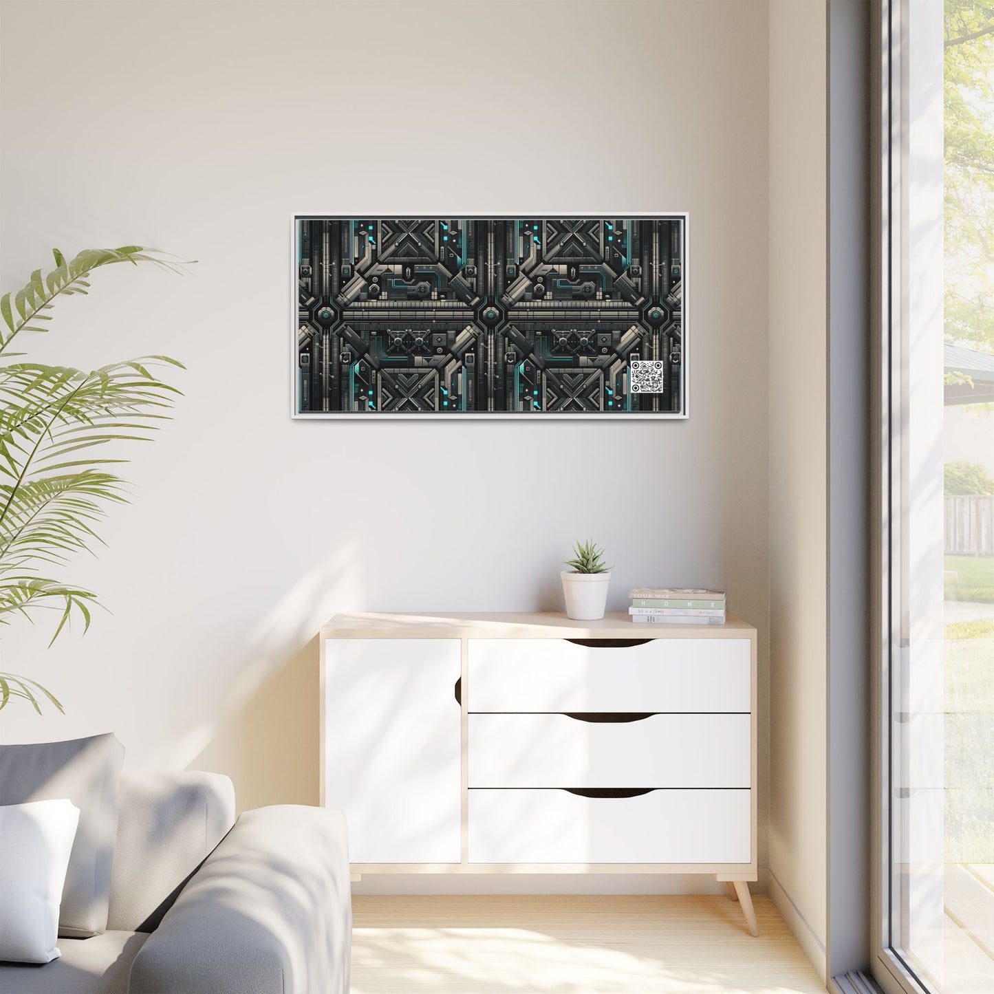 Tech Noir Futuristic Tech Aesthetic with a Dark Twist Matte Canvas, Framed (multi-color) - 8404 Design-59 B