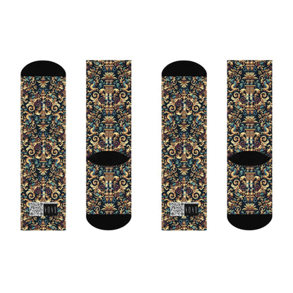 Digital Renaissance Modern Baroque Fusion Cushioned Crew Socks - 8404 Design-57