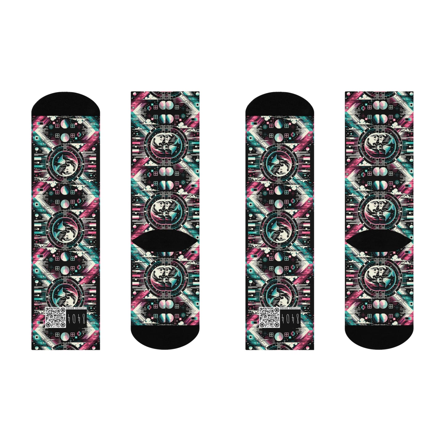 Digital Artistry Digital-native Streetwear Cushioned Crew Socks - 8404 Design-62