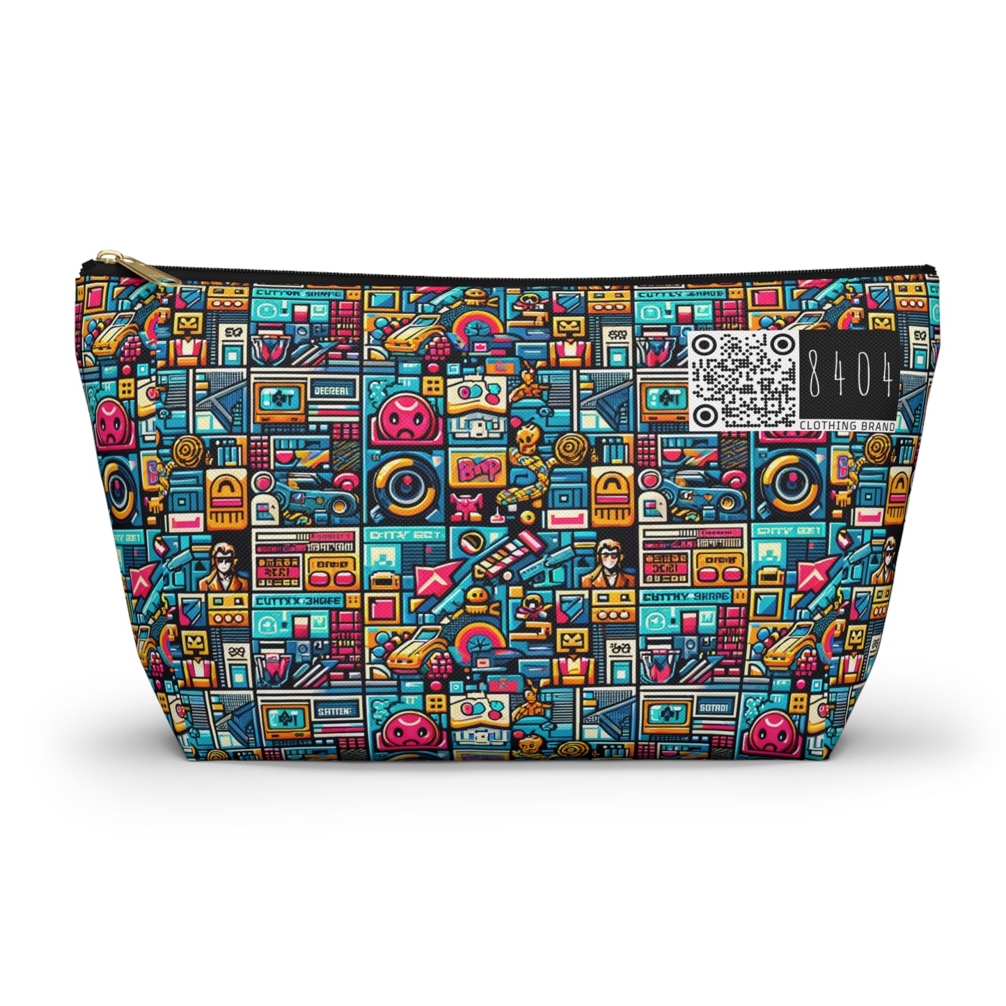 Digital Pop Culture Mashup Maximalist Pop Accessory Pouch W T-bottom - 8404 Design-47