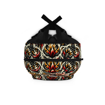 Fire & Flames Bold Streetwear Statement Backpack - 8404 Design-57