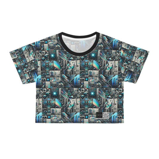 Tech-Infused Futurism Sleek Tech Edge Crop Tee - 8404 Design-48