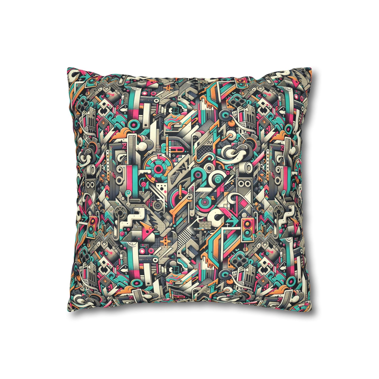 Digital Street Art Urban Street Style Faux Suede Square Pillowcase - 8404 Design-74