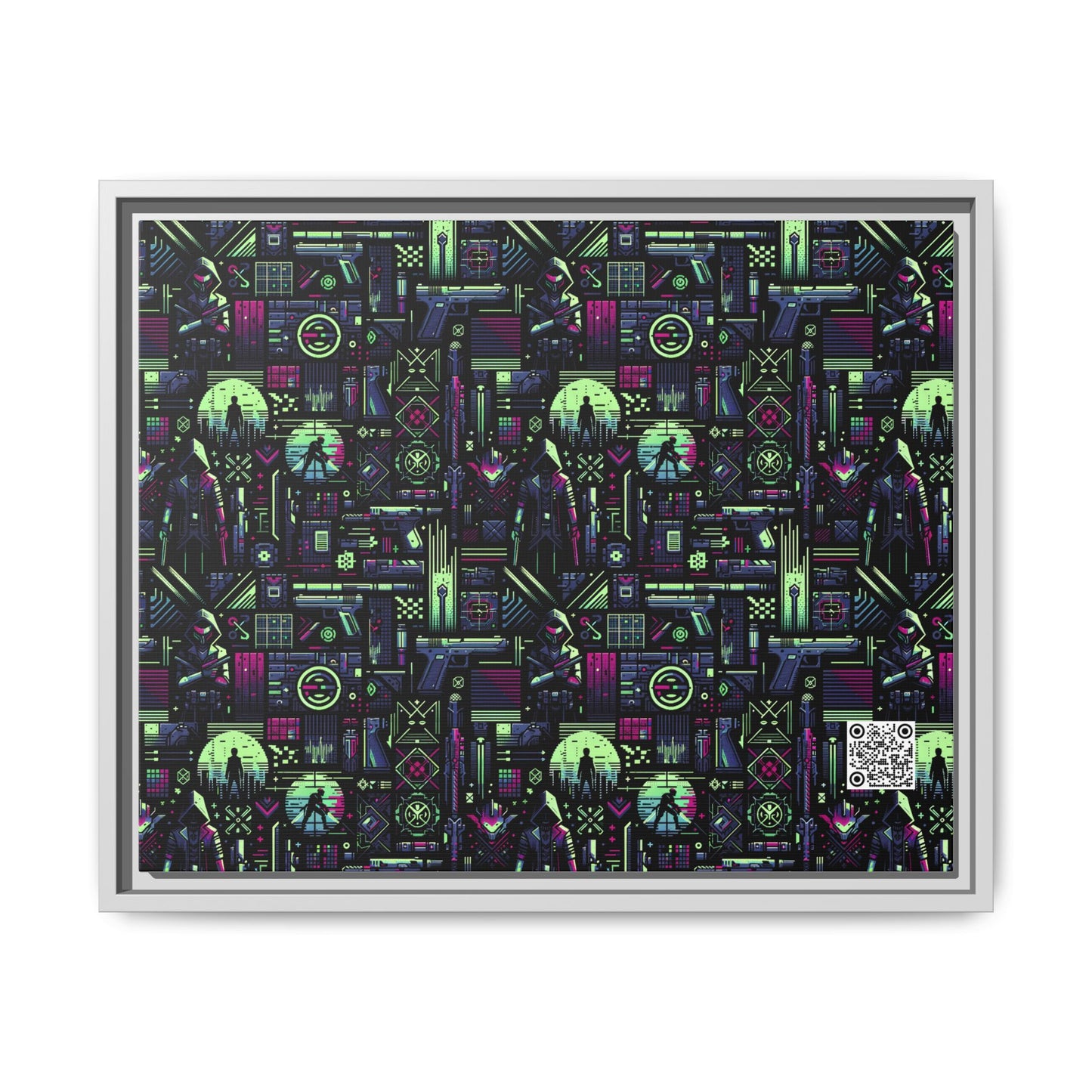 Tech Noir Futuristic Cyberpunk Matte Canvas, Framed (multi-Color) - 8404 Design-63 A