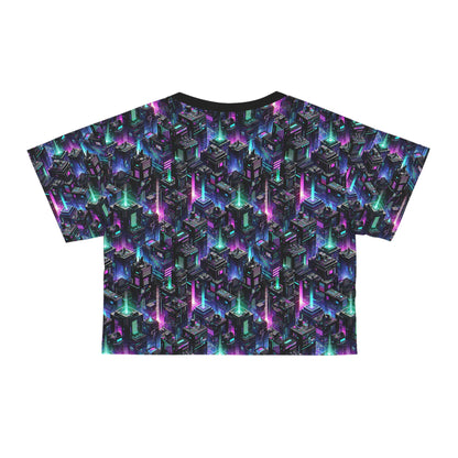Tech Noir Graphics Futuristic Tech Aesthetics Crop Tee - 8404 Design-55