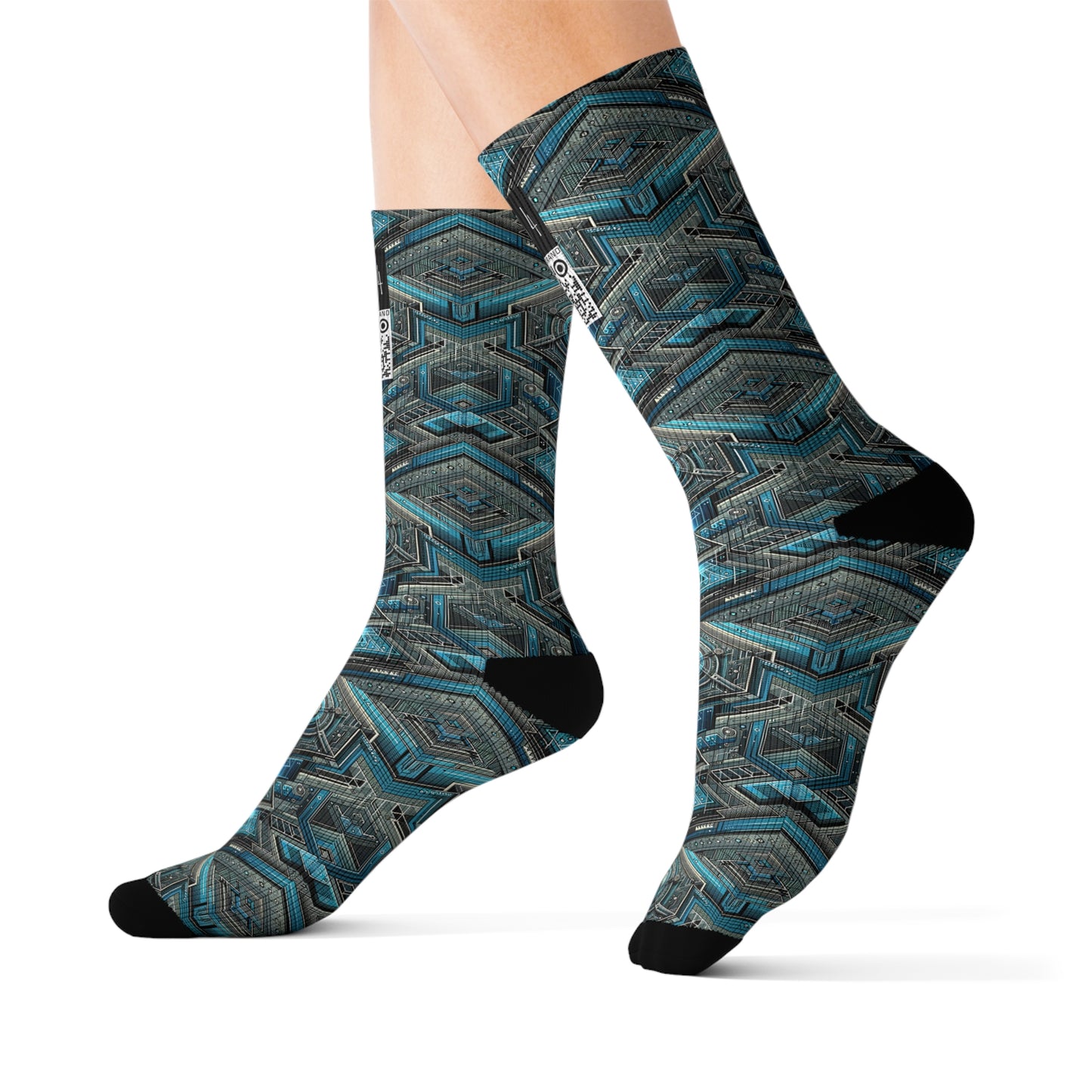 Tech-Infused Futurism Sleek Tech Edge Sublimation Socks - 8404 Design-49