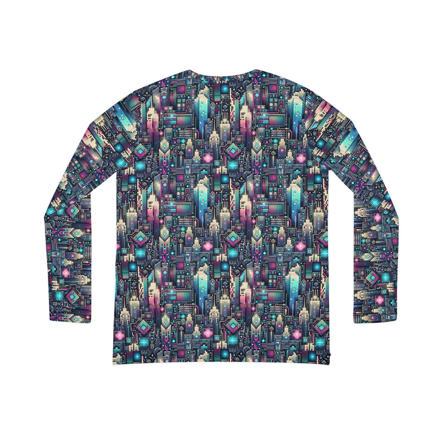 Digital Renaissance Tech-Forward Maximalism Women's Long Sleeve V-Neck Shirt - 8404 Design-56