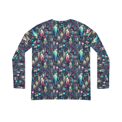 Digital Renaissance Tech-Forward Maximalism Women's Long Sleeve V-Neck Shirt - 8404 Design-56