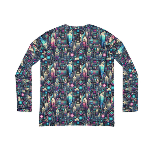 Digital Renaissance Tech-Forward Maximalism Women's Long Sleeve V-Neck Shirt - 8404 Design-56