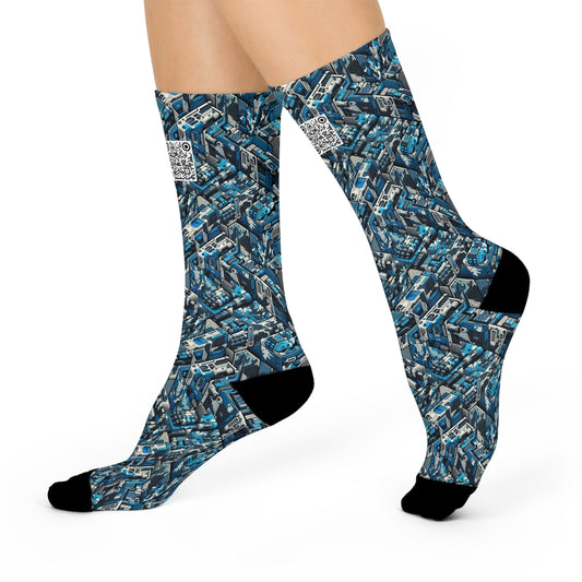 Tech Urban Camo Tech-Forward Streetwear With a Futuristic Military Edge Cushioned Crew Socks - 8404 Design-51