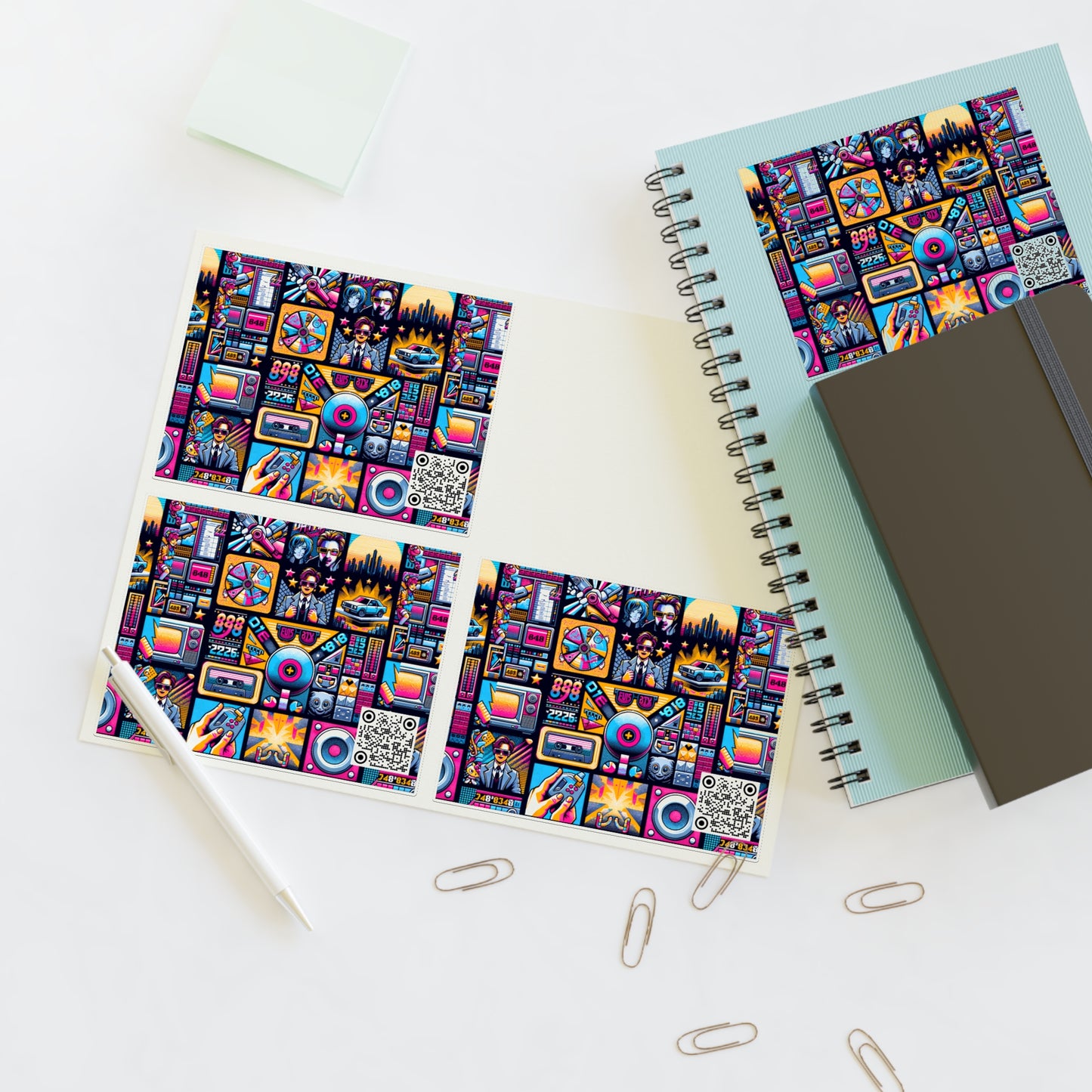 Digital Pop Culture Mashup Maximalist Pop Sticker Sheet - 8404 Design-52