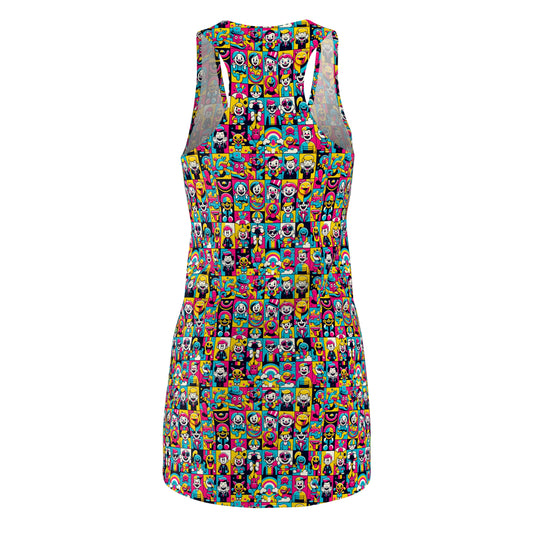 Neon Pop Playful Pop Culture Mashup Women's Cut & Sew Racerback Dress - 8404 Design-60