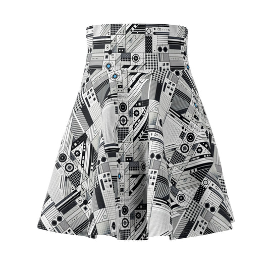 Digital Minimalism Minimalist Tech Women's Skater Skirt - 8404 Design-52
