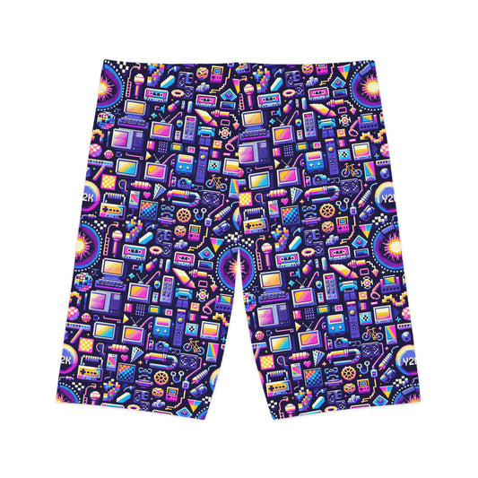 Digital Nostalgia Modern Retro Fusion Women's Bike Shorts - 8404 Design-64