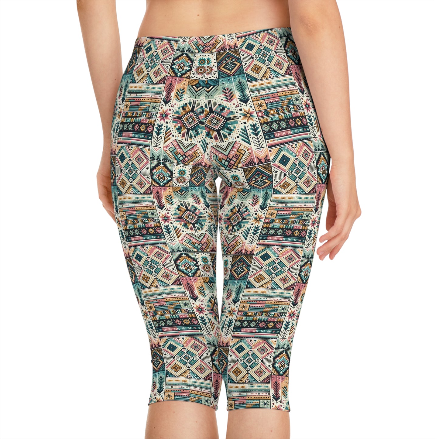 Digital Artisanal Fusion Digital Artisanal Women's Capri Leggings - 8404 Design-49
