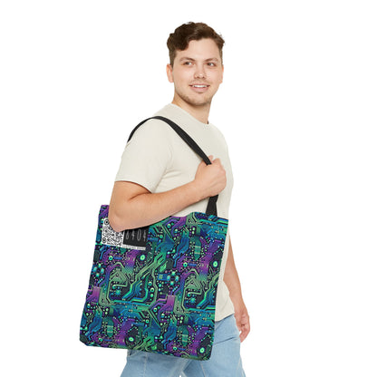 Tech-Infused Neon Tech-Forward Streetwear Tote Bag - 8404 Design-66