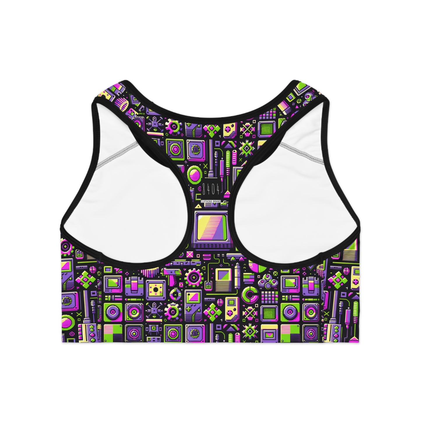 Digital Nostalgia Remix Modern Vintage Fusion Sports Bra - 8404 Design-67
