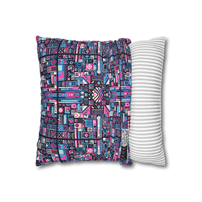 Digital Rebellion Youthful Streetwear with a Rebellious Digital Twist Spun Polyester Square Pillowcase - 8404 Design-65