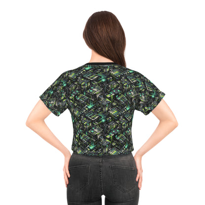 Tech-Infused Graphics Tech-Forward Streetwear Crop Tee - 8404 Design-47