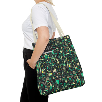 Digital Dystopia Tech Noir Tote Bag - 8404 Design-63