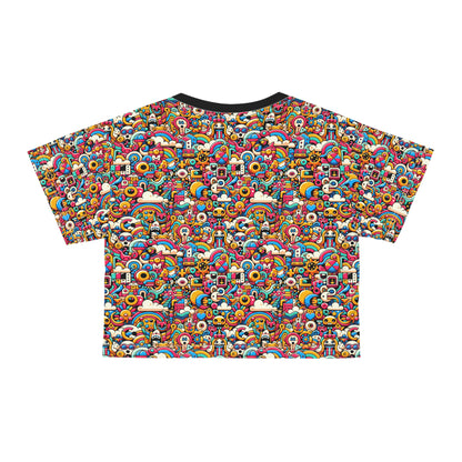 Neon Pop Playful Pop Culture Mashup Crop Tee - 8404 Design-62
