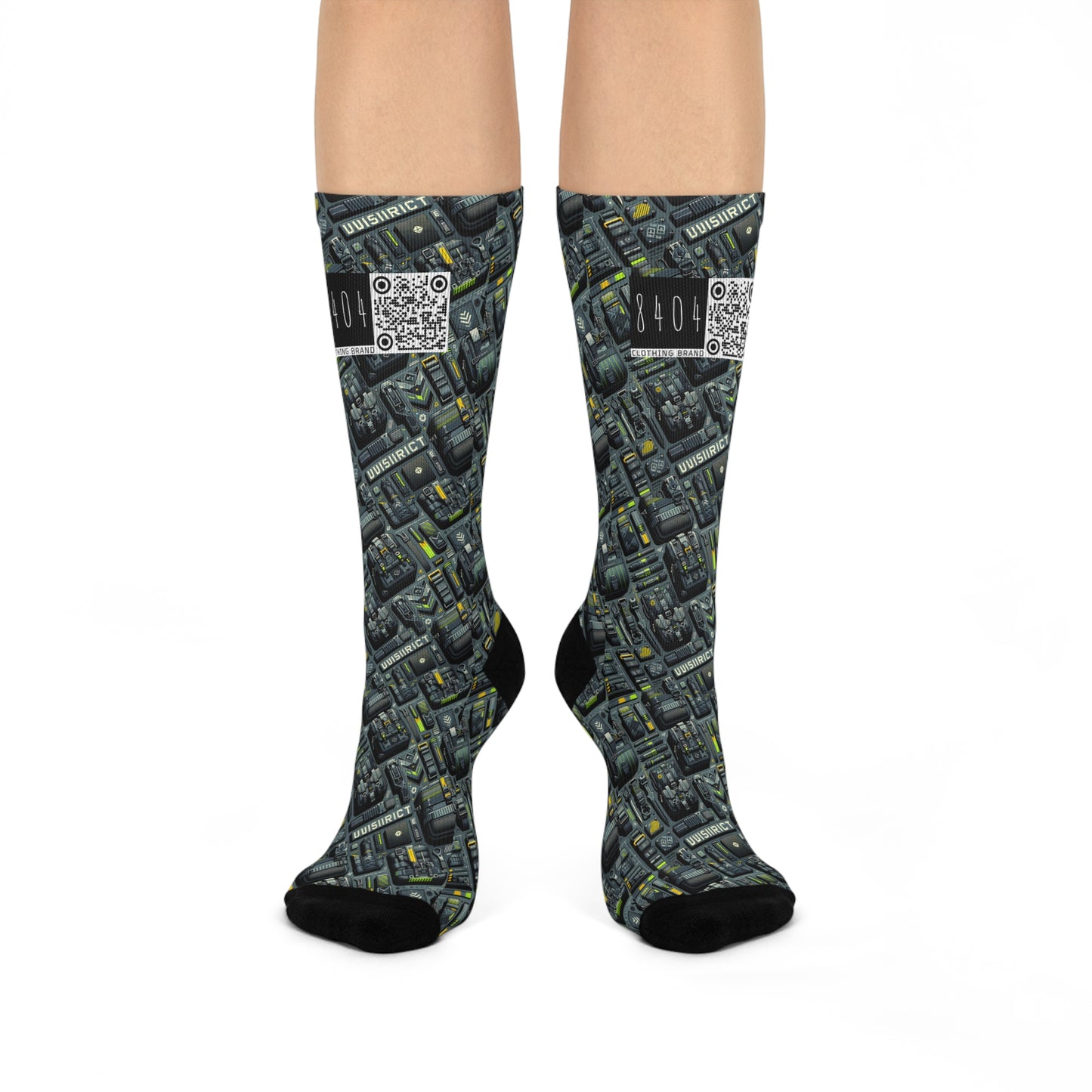 Tech Utility Streetwear Futuristic Tech-Forward Cushioned Crew Socks - 8404 Design-47