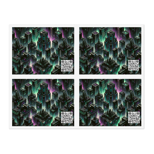Tech Noir Aesthetics Tech-Forward Urban Dystopia Sticker Sheets - 8404 Design-44