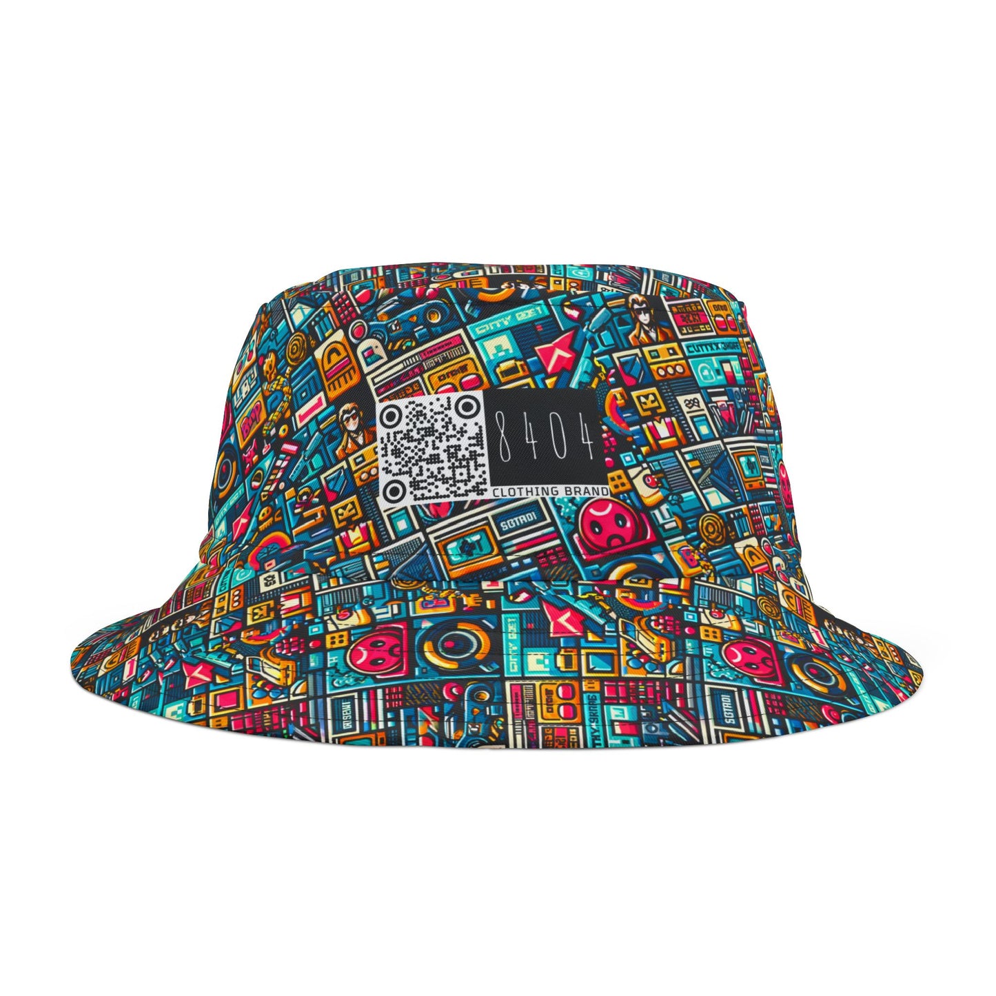 Digital Pop Culture Mashup Maximalist Pop Bucket Hat - 8404 Design-47