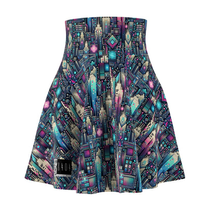 Digital Renaissance Tech-Forward Maximalism Women's Skater Skirt - 8404 Design-56