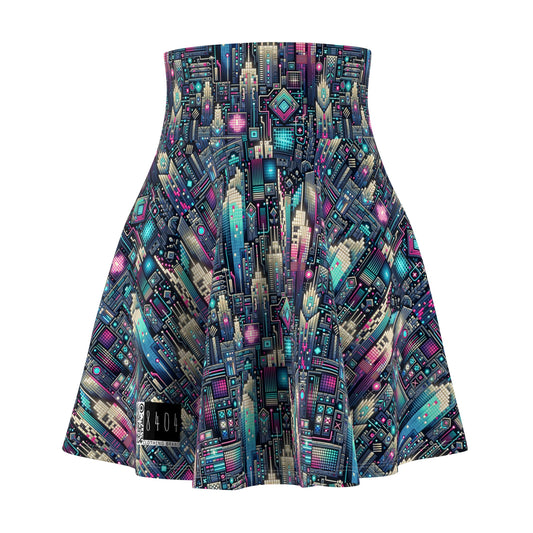 Digital Renaissance Tech-Forward Maximalism Women's Skater Skirt - 8404 Design-56