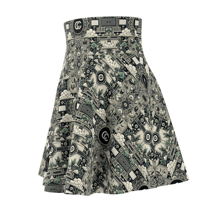 Cyber Garden Party Tech Garden Extravaganza Women's Skater Skirt - 8404 Design-54