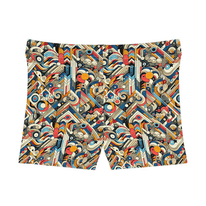 Abstract Graphic Art Modern Artistic Expression Women's Shorts - 8404 Design-62