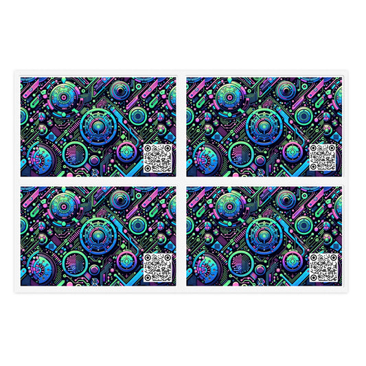 Tech-Infused Neon Tech-Forward Streetwear Sticker Sheets - 8404 Design-31