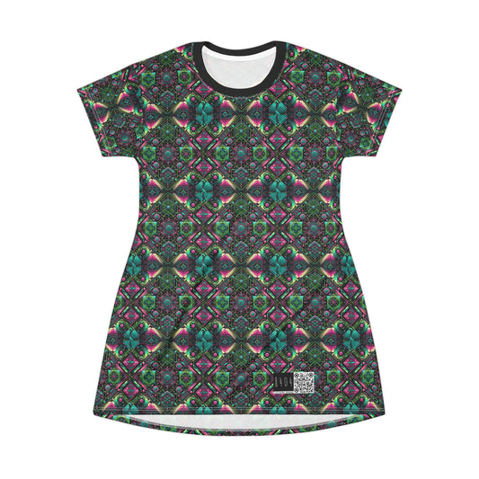 Tech-Infused Graphics Tech-Forward Streetwear T-Shirt Dress - 8404 Design-45