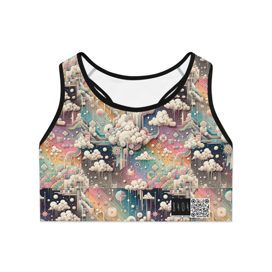 Digital Dreamland Whimsical and Nostalgic Streetwear With a Digital Twist Sports Bra - 8404 Design-52