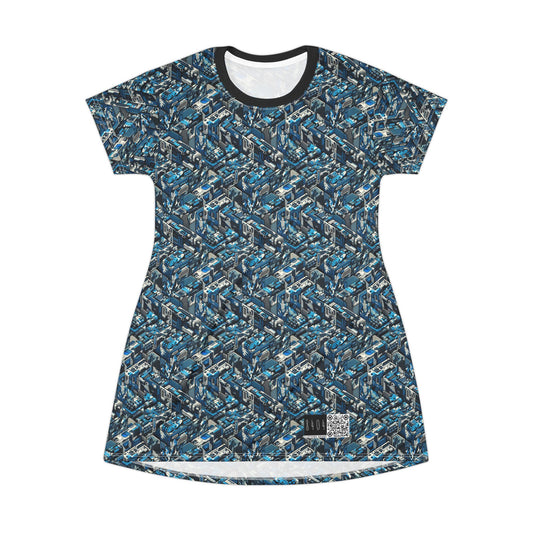 Tech Urban Camo Tech-Forward Streetwear With a Futuristic Military Edge T-Shirt Dress - 8404 Design-51