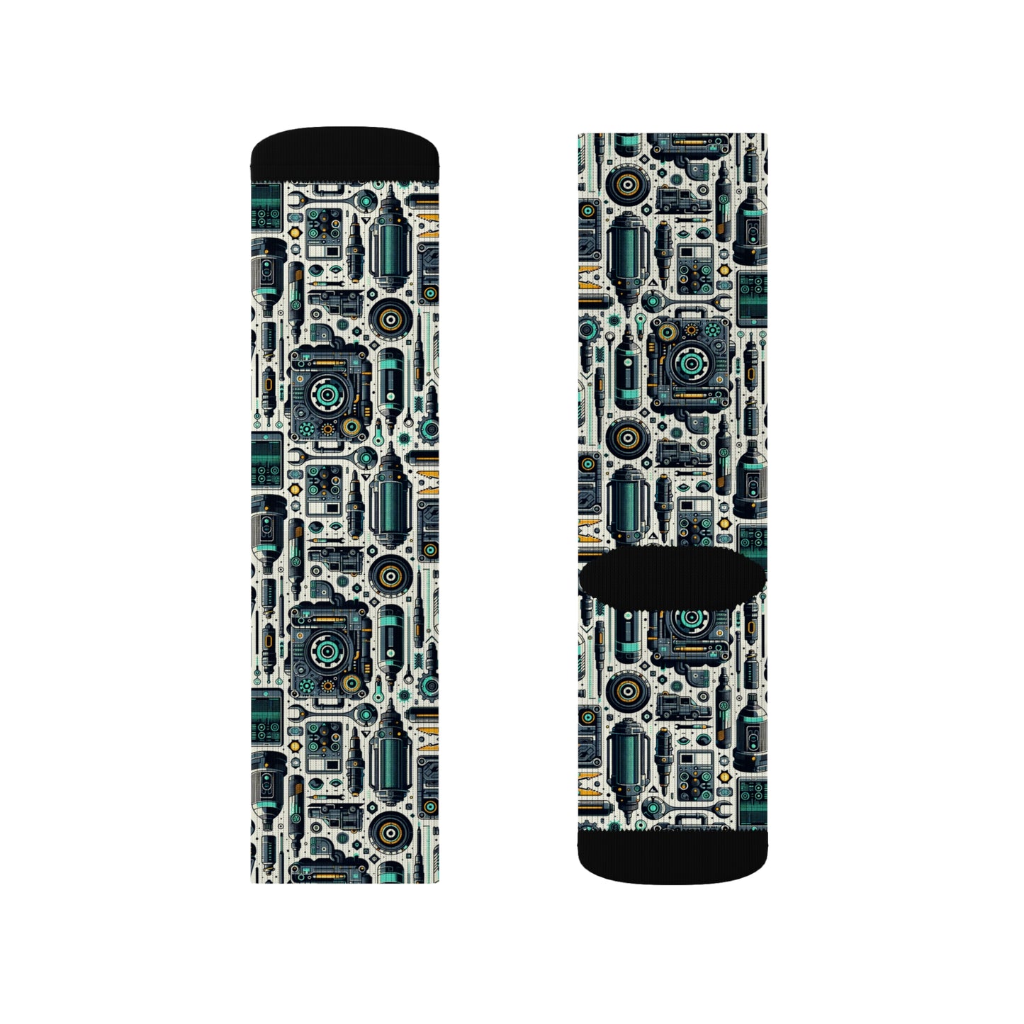 Tech Utility Fusion Modern Tech Streetwear Sublimation Socks - 8404 Design-53