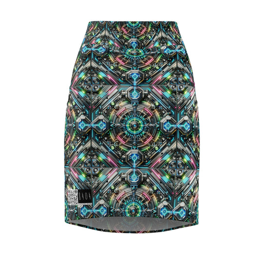 Tech-Infused Futurism Futuristic Tech Women's Pencil Skirt - 8404 Design-53